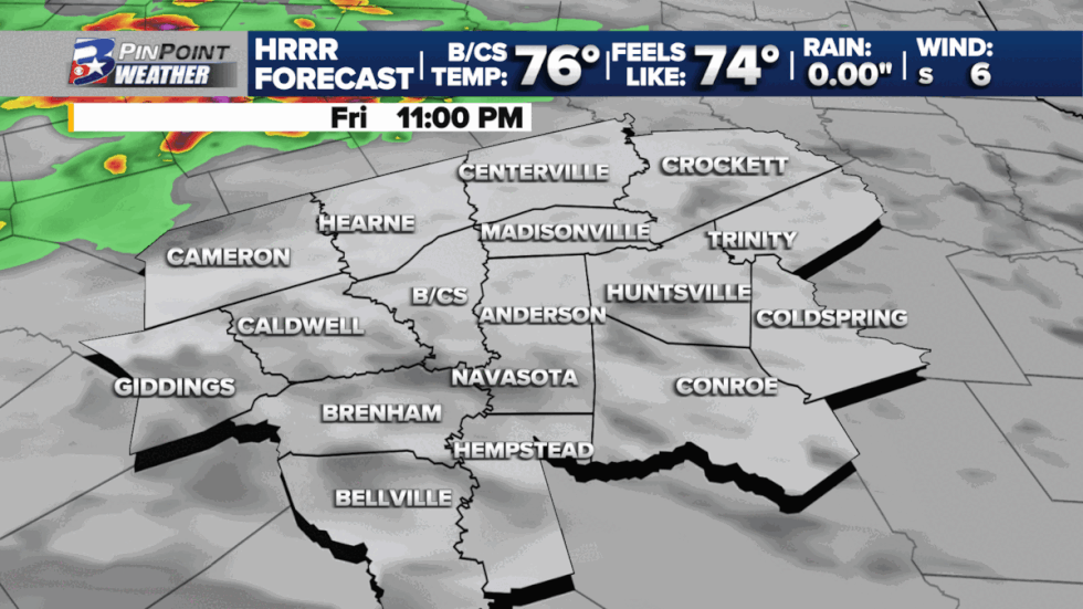Forecast for what radar could look like late Friday night into very early Saturday morning