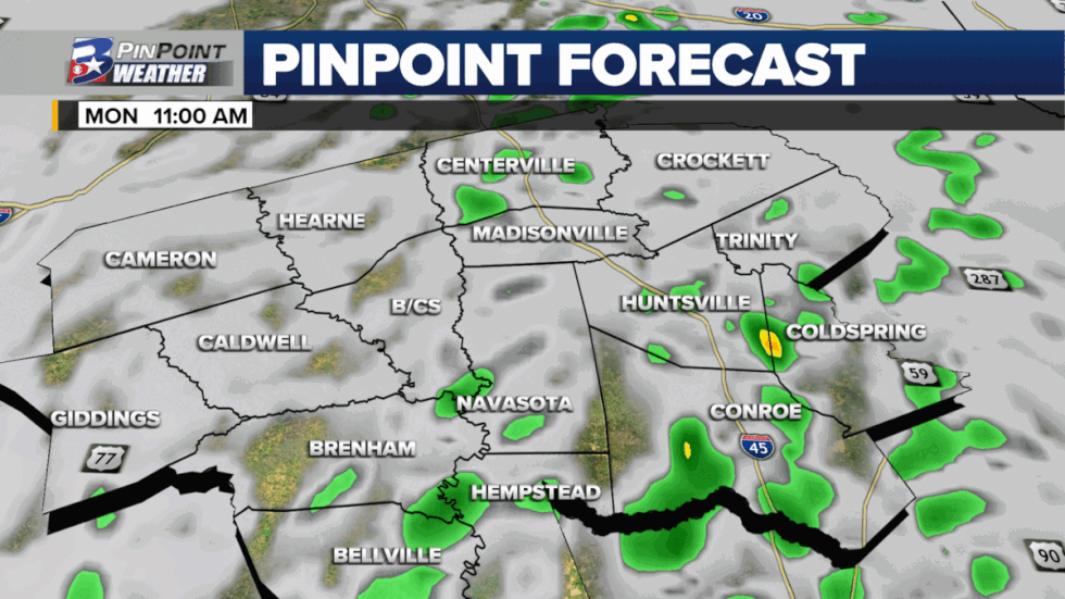 Forecast of what radar could look like Monday - Tuesday morning, as seen from Sunday morning's...