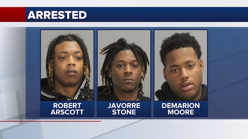 Arrested were Robert Arscott, 19, of Houston, Javorre Stone, 18, of Cypress, and Demarion...