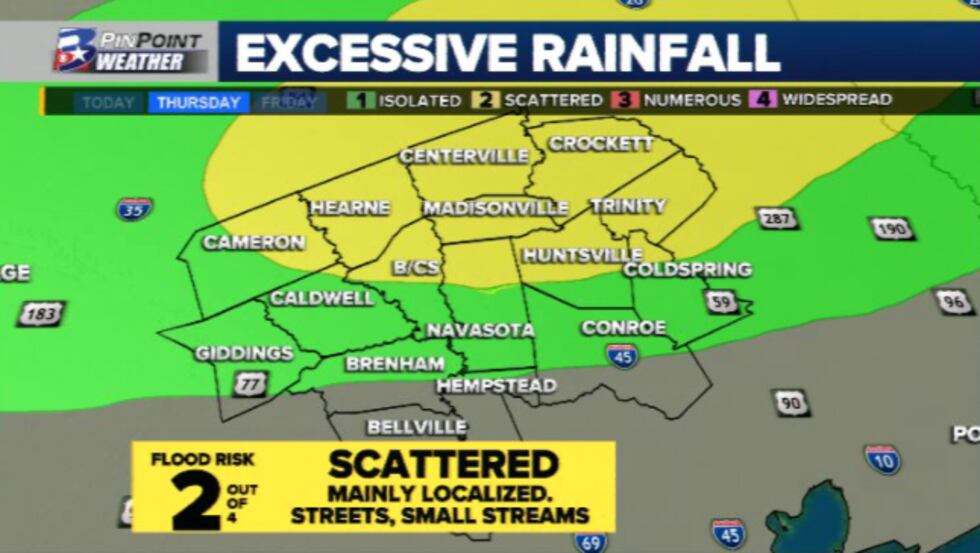 The northern & northeastern reaches of the area have been included in a 2/4 risk for excessive...
