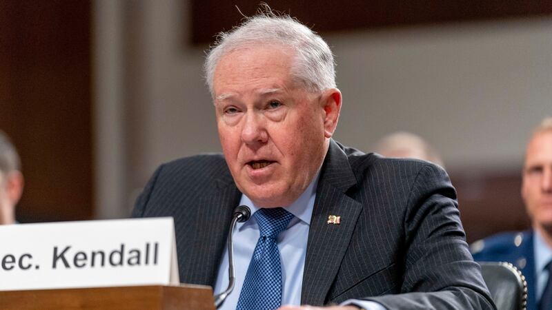 FILE - Secretary of the Air Force Frank Kendall speaks during a Senate Armed Services budget...