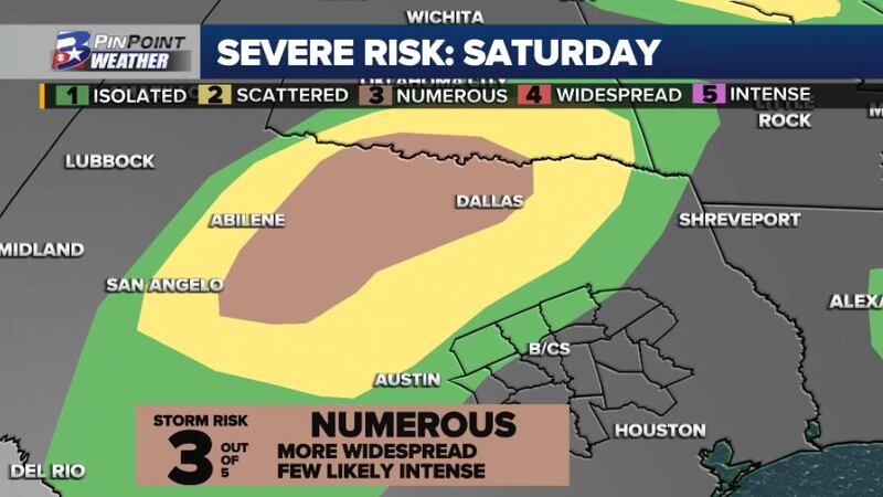 Severe weather outlook for Texas through 7am Sunday