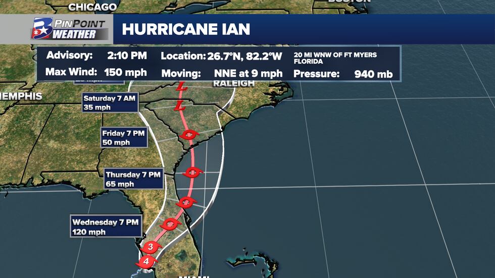 Hurricane Ian is expected to move back over the Atlantic Ocean and make a secondary landfall...