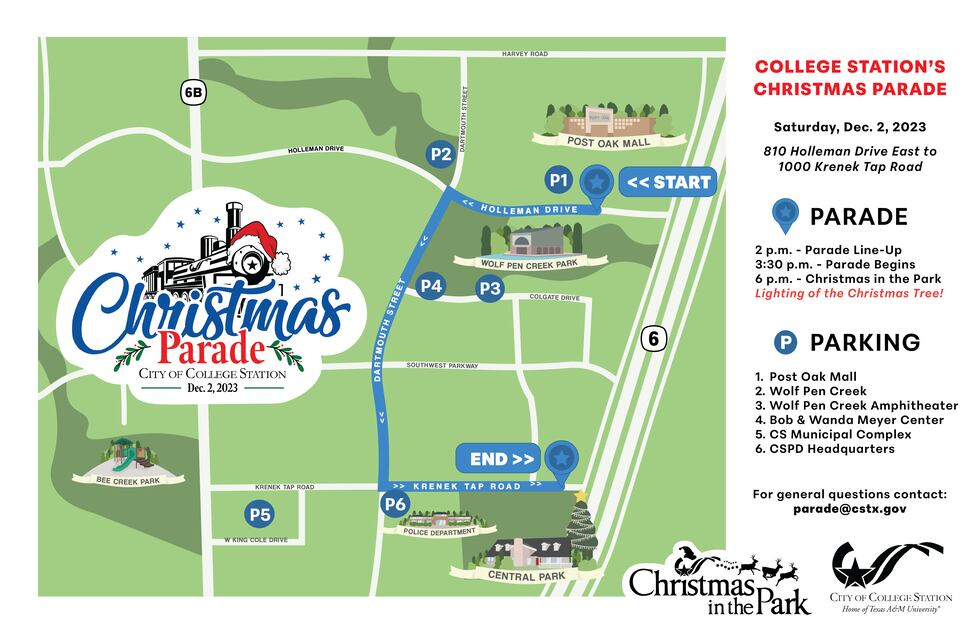 College Station Christmas parade route.