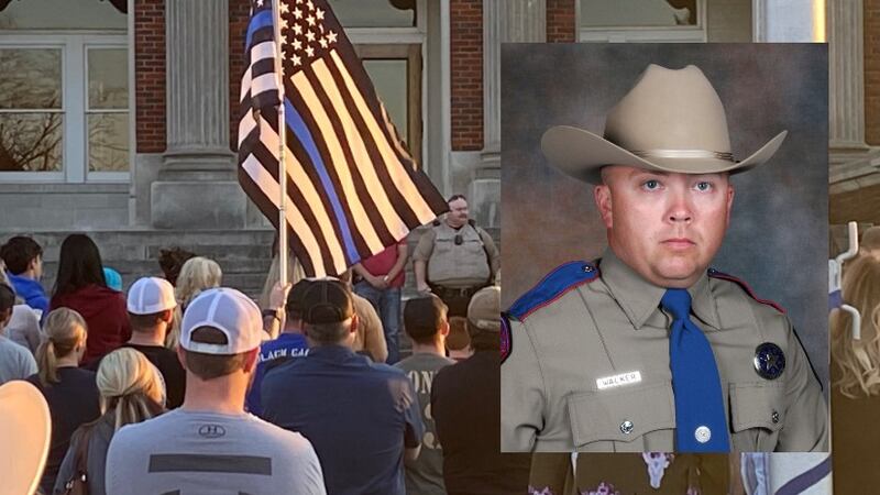 Residents in Groesbeck held a vigil for Texas State Trooper Chad Walker on Sunday evening.