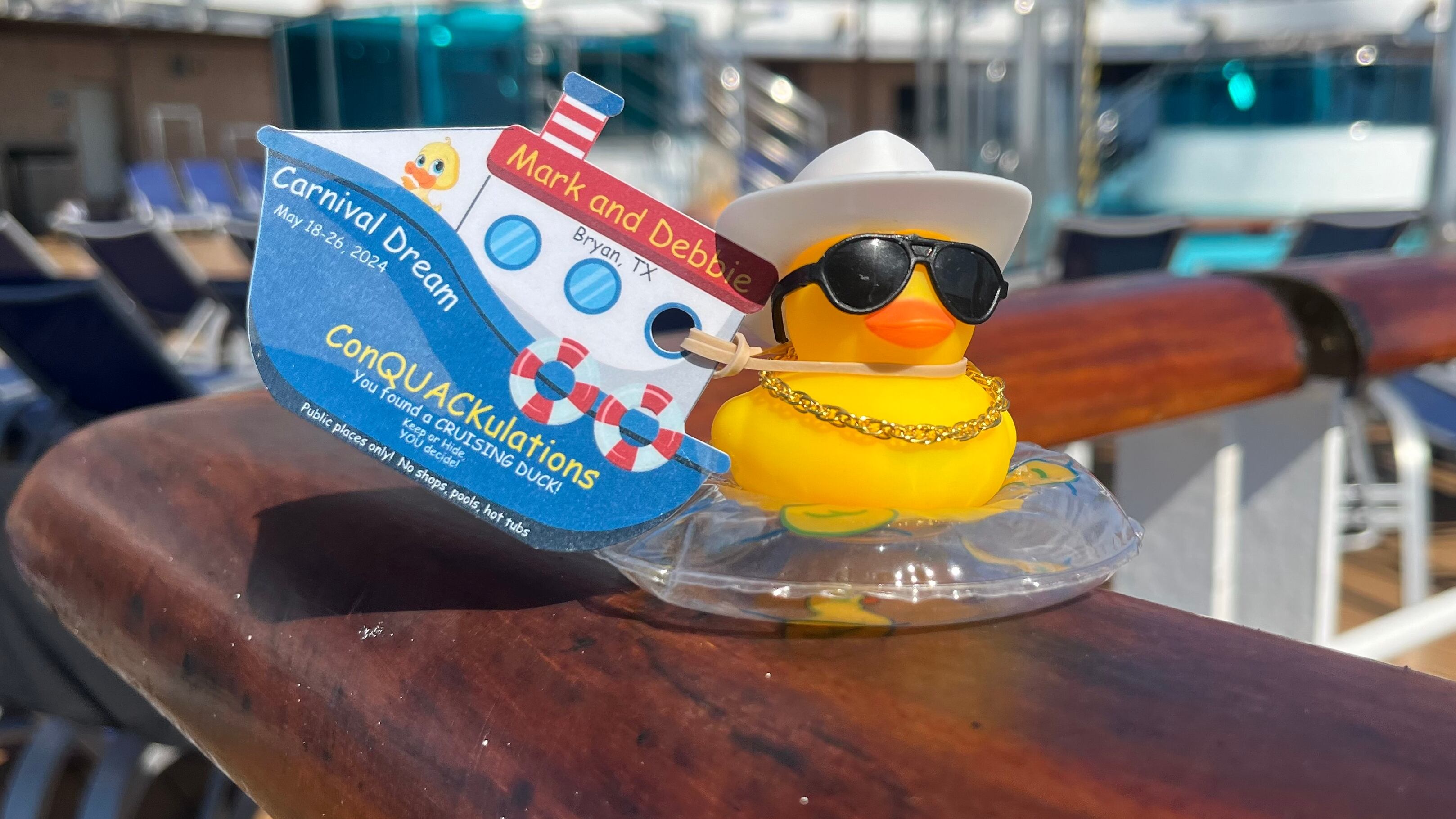 Hey Mark & Debbie - I found your duck on the Carnival Dream last week! - Vimarsana News