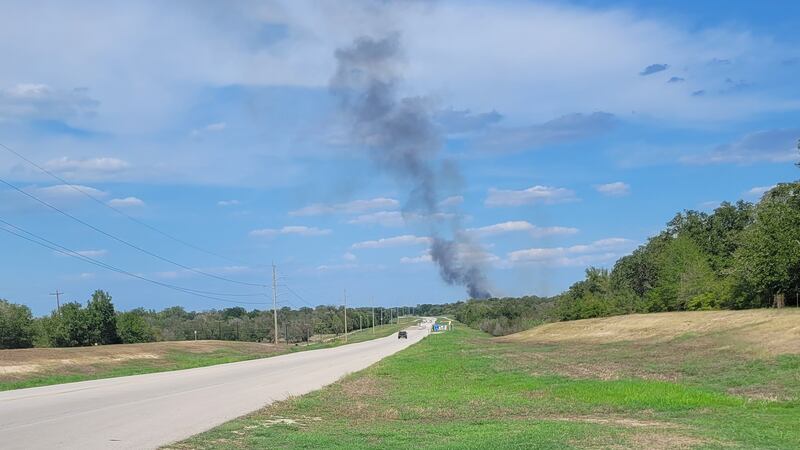 The fire started earlier Monday afternoon along Tonkaway Lake Road south of William D. Fitch...