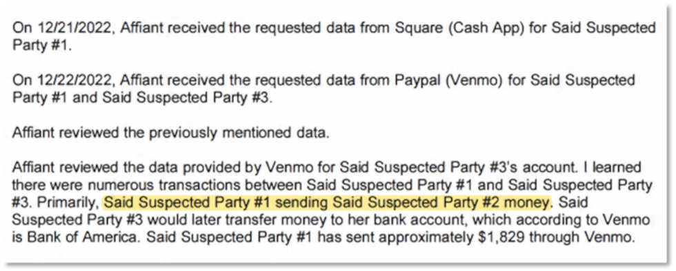 In a search warrant, police identify Mark Hopkins at Suspected Party #2 and suggest he...