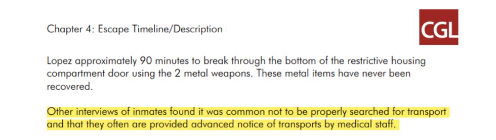 TDCJ report outlines how inmates were aware of transport times in advance.