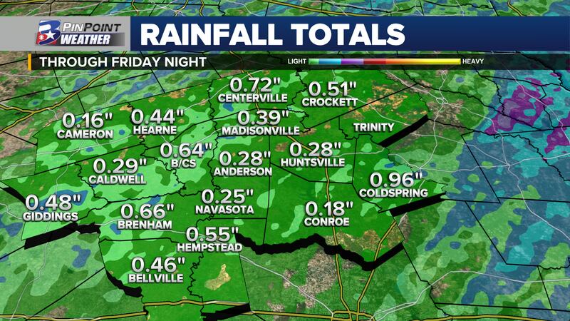 Widespread rain across the Brazos Valley