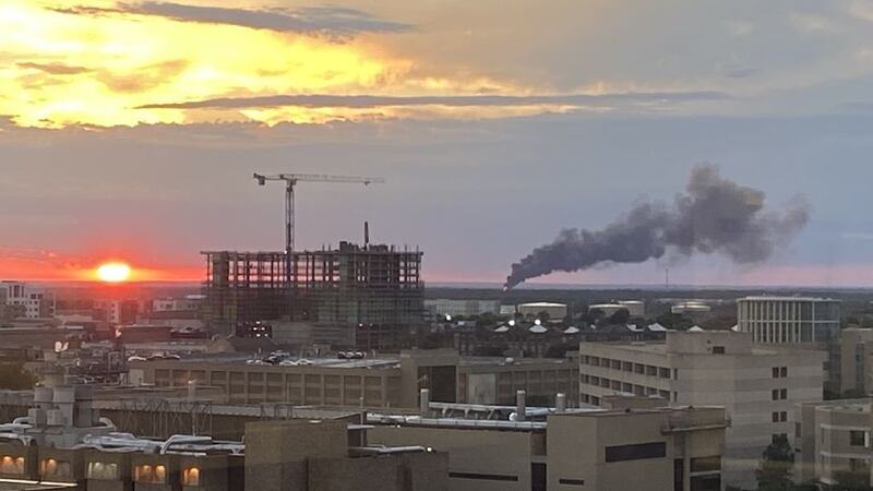 Smoke from Tuesday's fire could be seen from the Texas A&M University campus.